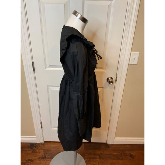 Stellah Black Poplin Long Sleeve Tie Front Dress NWT $196, Size Small - Picture 2 of 5